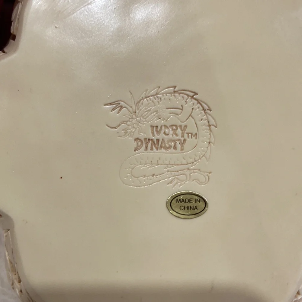 Vintage Floral Carved Ivory Dynasty Pumpkin Jewelry Box Trinket Tray